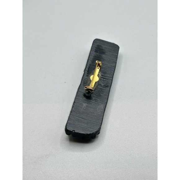 90s Handcrafted Brooch Blue and Green Glittery Pin Rectangle Geometric Design - Picture 4 of 7